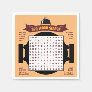 Original und lustige GRILLEN Party Wortsuche Puzzl Serviette