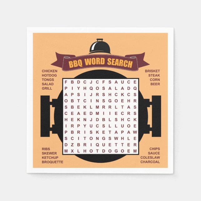 Original und lustige GRILLEN Party Wortsuche Puzzl Serviette (Vorderseite)