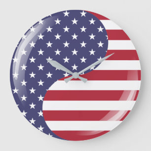 Original USA patriotic Ying Yang Symbol Große Wanduhr