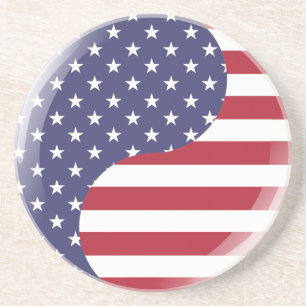 Original USA patriotische Ying Yang Symbol Getränkeuntersetzer
