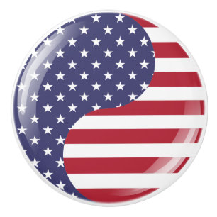 Original USA patriotische Ying Yang Symbol Keramikknauf