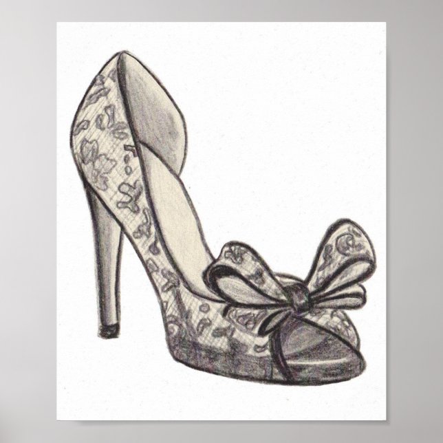 Original Valentino Shoe Fashion Illustration Poster (Vorne)