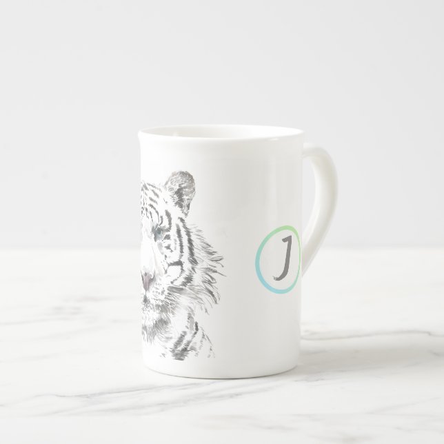 Original W Tiger Wasserfarbe Chinesisch Zodiac Ini Prozellantasse (Vorderseite Rechts)