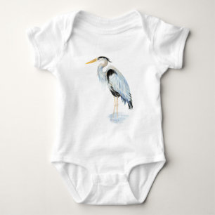 Original Wasserfarbe Großer Blaue Herde Bird Baby Strampler