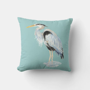 Original Wasserfarbe Großer Blaue Herde Bird Kissen