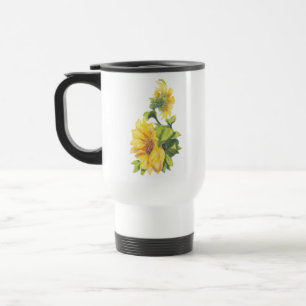 Original Wasserfarbe Sonnenblumen Garten Blumen Reisebecher