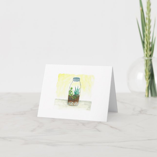 Original Wasserfarbe - Terrarium Jar Grußkarte Karte (Vorderseite)