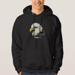 Original Watercolor Bald Eagle Bird Semper Fi Hoodie
