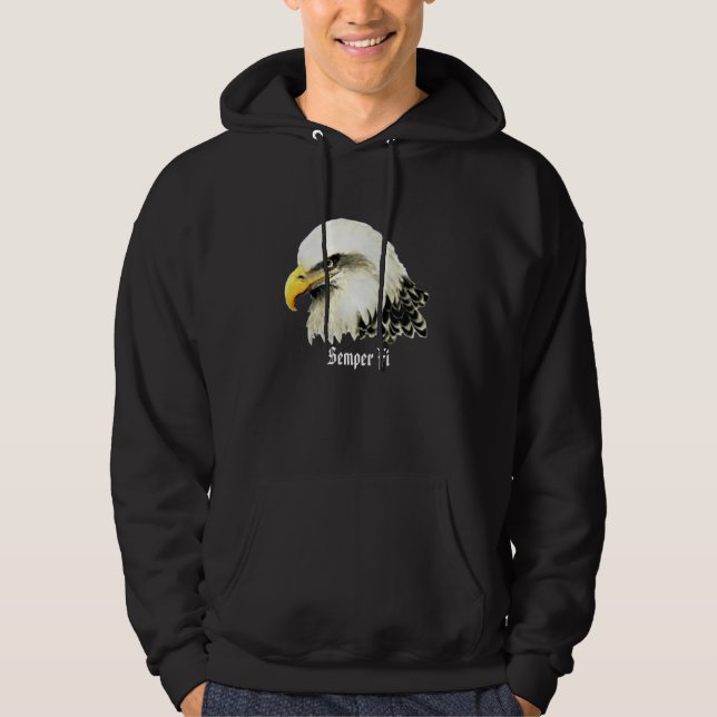 Original Watercolor Bald Eagle Bird Semper Fi Hoodie (Vorderseite)