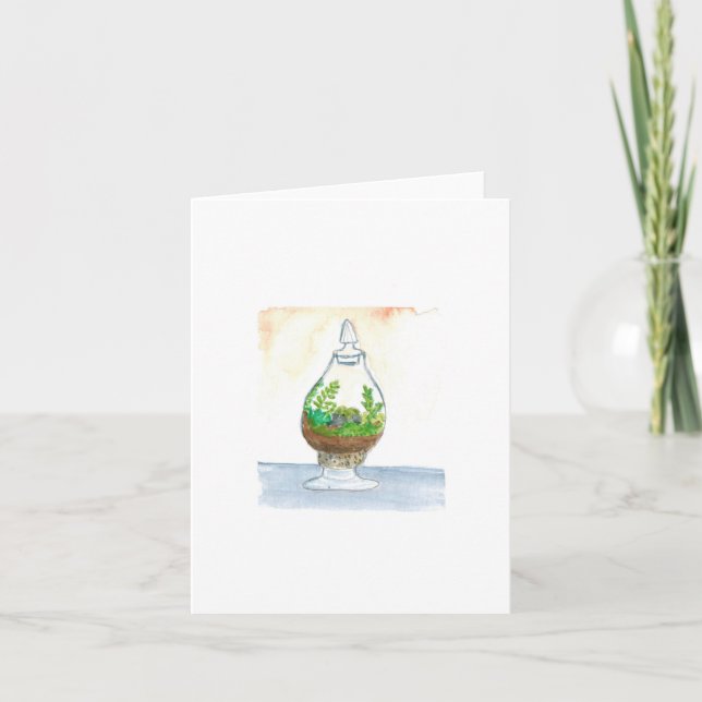 Original Watercolor - Candy jar Terrarium - Blank Karte (Vorderseite)