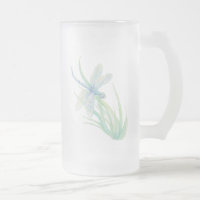 Original Watercolor Dragonfly in Blau und Grün