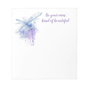 Original Watercolor Dragonfly in Blue Mauve Zitat Notizblock