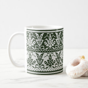 Original Weißes abgeschiedenes Kreuzstich-Muster Kaffeetasse
