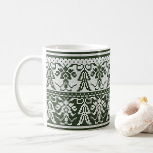 Original Weißes abgeschiedenes Kreuzstich-Muster Kaffeetasse