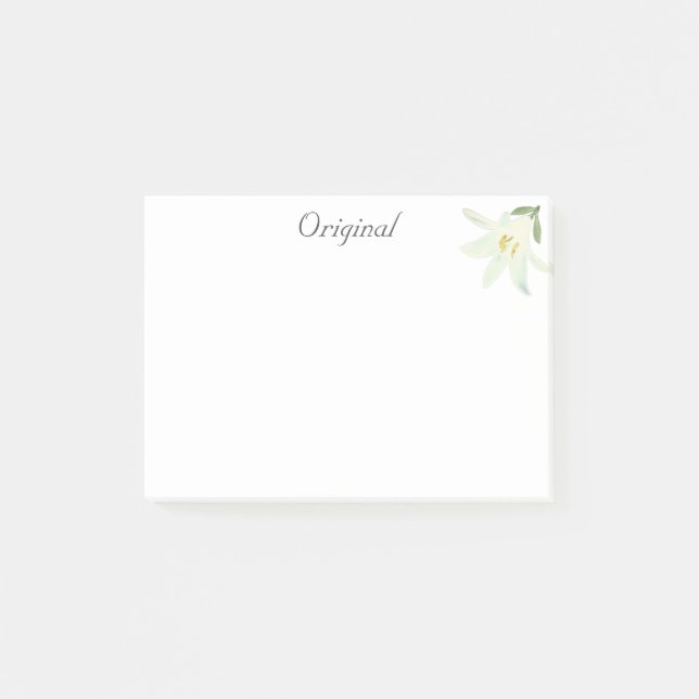 Original White Amaryllis Blume auf Weiß Post-it Klebezettel (Vorderseite)