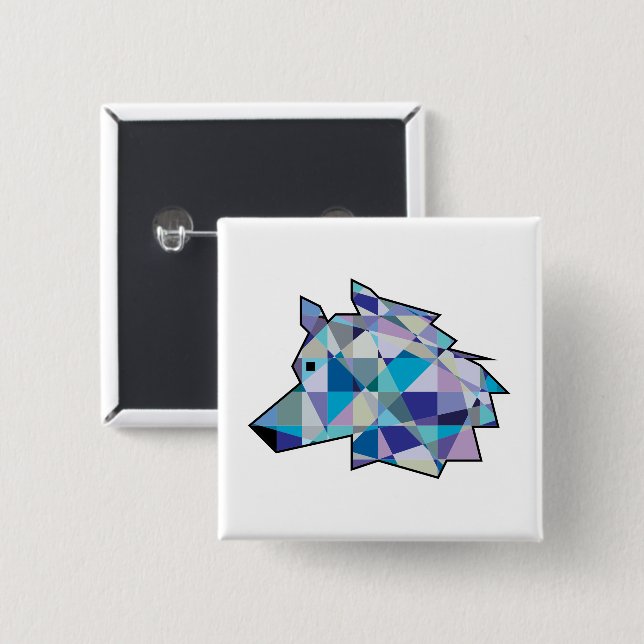 Original Wolf Head Grafikart | Profil Wolf-Gesicht Button (Vorne & Hinten)