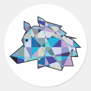 Original Wolf Head Grafikart   Profil Wolf-Gesicht Runder Aufkleber