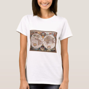 Original World Map1600s aus dem 17. Jahrhundert T-Shirt
