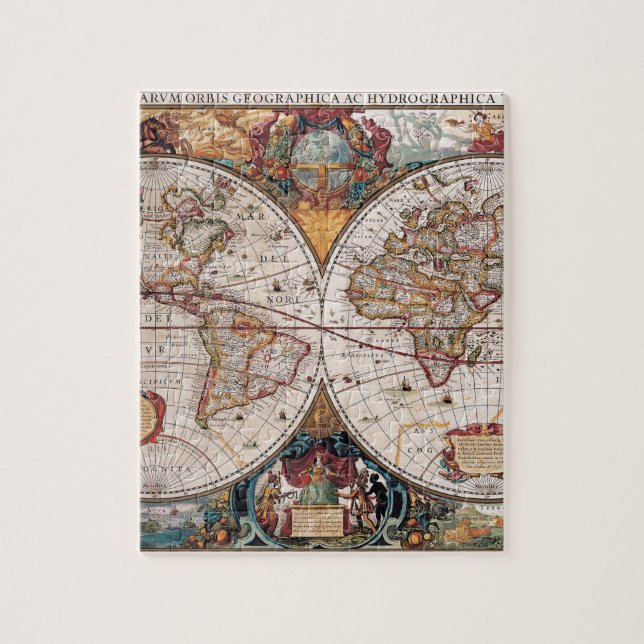 Original World-Map 1600er Jahre aus dem 17. Jahrhu (Vertikal)