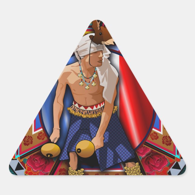 Original Yaqui Nation Deer Dancer Dreieckiger Aufkleber (Vorderseite)