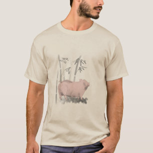 Original Zeichnend Schweinefleisch und Bambus-Mann T-Shirt