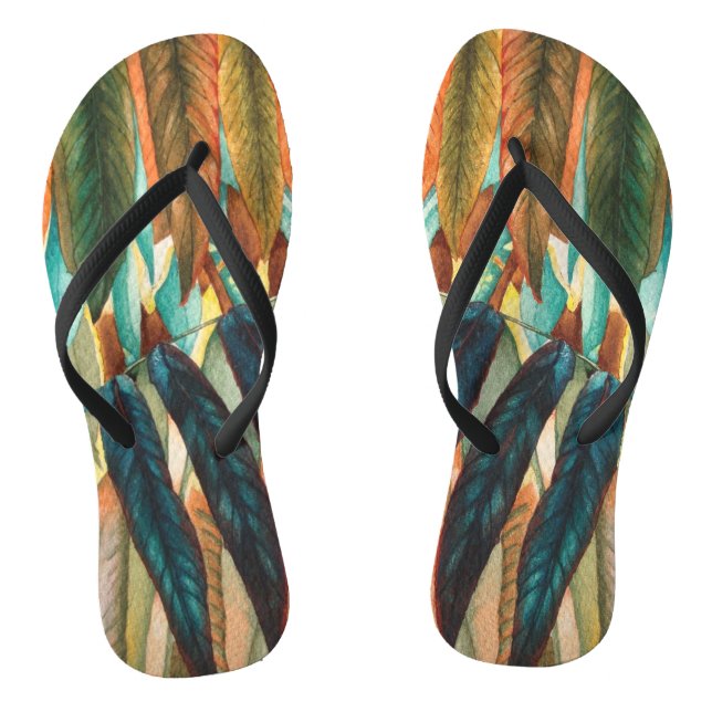 original zeitgenössisches bunter Herbstblatt Muste Flip Flops (Fußbett)