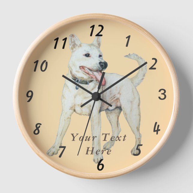 Originalbild des Panting White American Bulldog Uhr (Vorderseite)