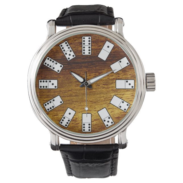 Originale Design-Domino-Symbole auf Teppichboden Armbanduhr (Vorderseite)
