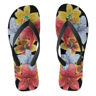 originale, farbige Lilienmuster Blume Blumenart Flip Flops