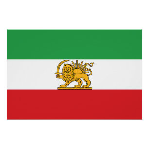 Originale historische Flagge des iranischen Löwen Poster
