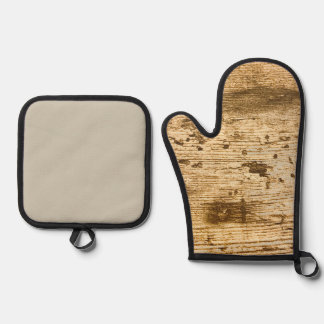 Originale Holzmaserung .Ofenhandschuhe. Ofenhandschuh & Topflappen-Set