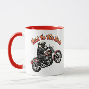 Originaler Biker-Mops mit schlechtem Hund und Pugl Tasse
