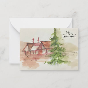 Originales Aquarell-Skizze Mitteilungskarte