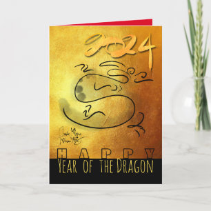Originalgemälde Drache Vietnamesisches Neujahr 202 Feiertagskarte