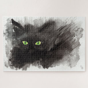 Originalkunst - Abstrakte schwarze Katze von Maria