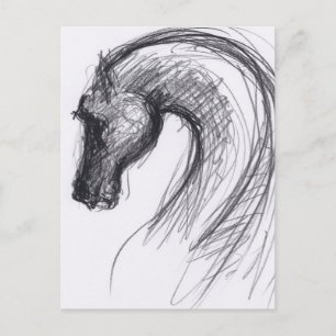 Originalzeichnung 1 Pferd Jahr Zodiac Postkarte 1