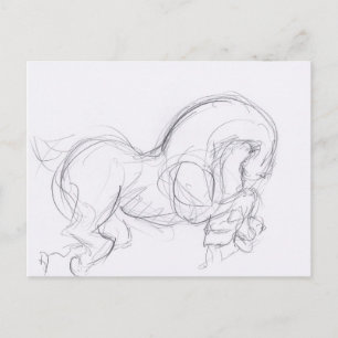 Originalzeichnung 3 Pferdejahr-Zodiak-Postkarte Postkarte