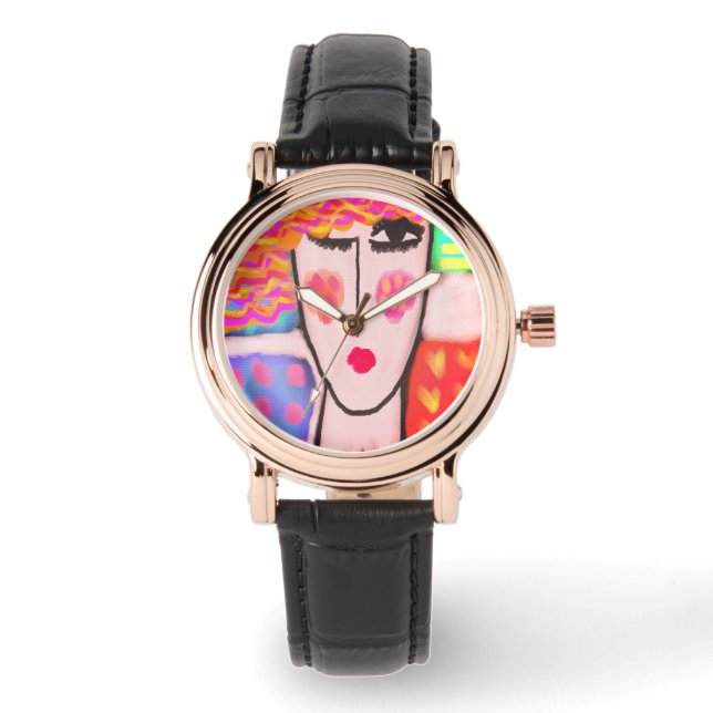 Originelle Abstrakte Werbekunst Armbanduhr (Vorderseite)