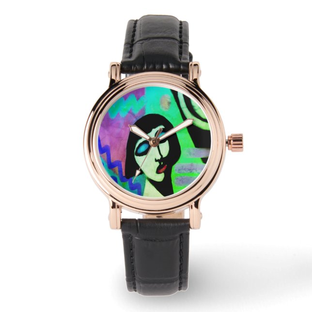 Originelle Abstrakte Werbekunst Armbanduhr (Vorderseite)