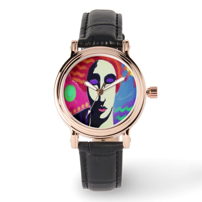 Originelle Abstrakte Werbekunst Armbanduhr (Vorderseite)