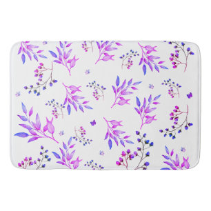 Originelle Gestaltung von violetten Blumen und Äst Badematte