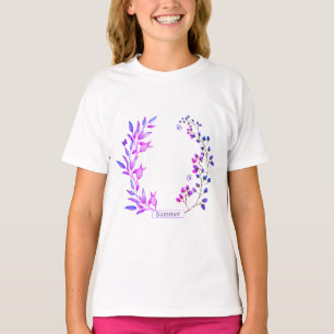 Originelle Gestaltung von violetten Blumen und Äst T-Shirt