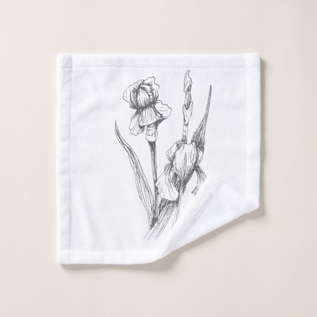 Originelle, handgezeichnete Iris, schöne Kunst Waschlappen (Waschlappen)