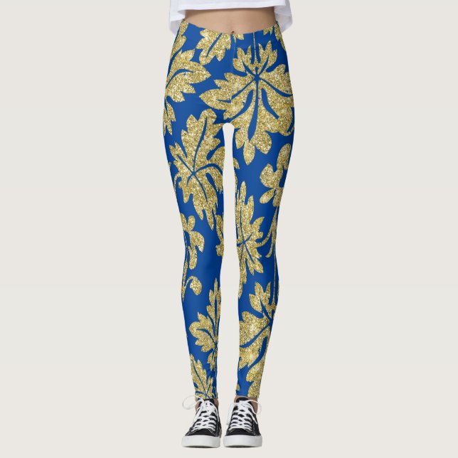 Originelle niedliche Goldene Blume Leggings (Vorderseite)