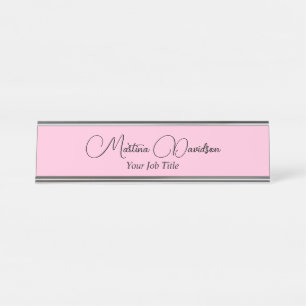 Originelle, rosa, kreative Handschrift Schreibtischnamensplakette