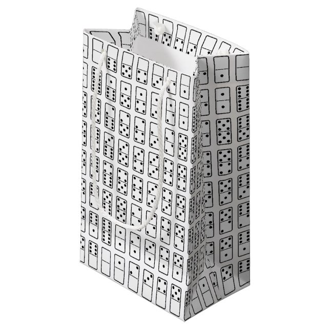 Originelle schwarz-weiße Domino-Symbole Kleine Geschenktüte (Vorderseite Schrägansicht)