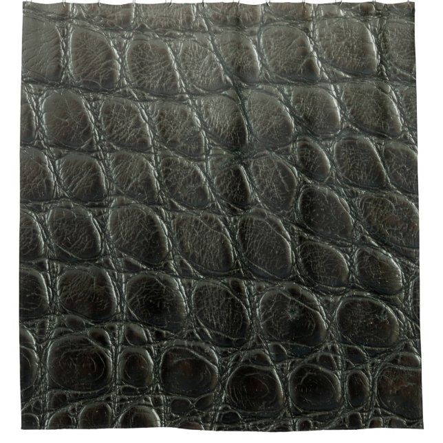 Originelle schwarze Alligatorledertextur, nah  Duschvorhang (Vorderseite)
