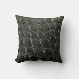 Originelle schwarze Alligatorledertextur, nah Kissen