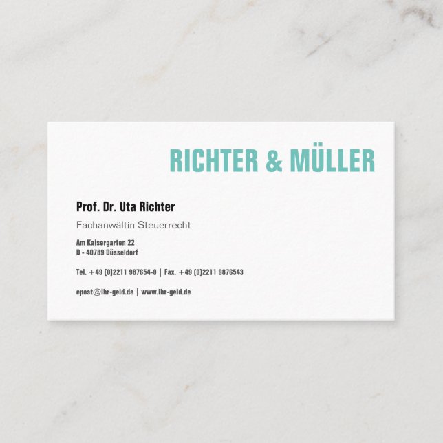 Originelle Visitenkarte (Vorderseite)