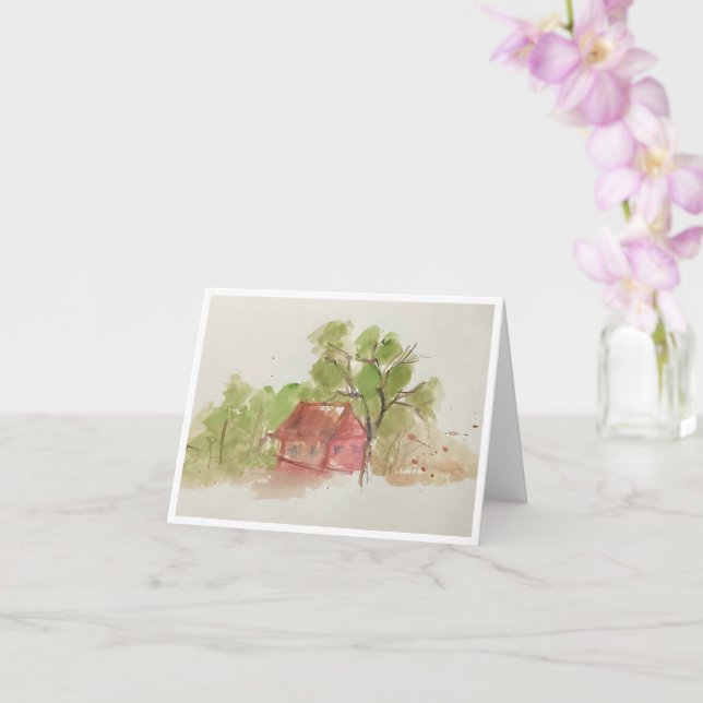 Originelle Wasserfarbskizze Karte (Orchidee)